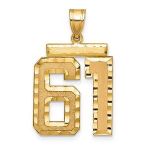 14k Yellow Gold, Varsity Collection, Large D/C Pendant Number 61